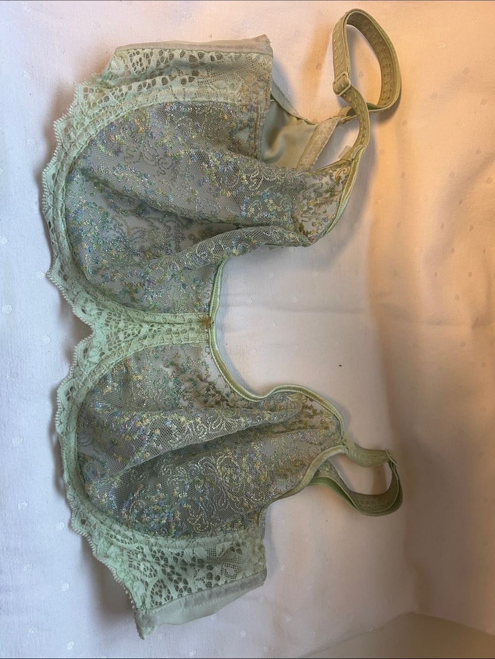 Lace Underwire Bra in Light Sage - Sheer Floral Design